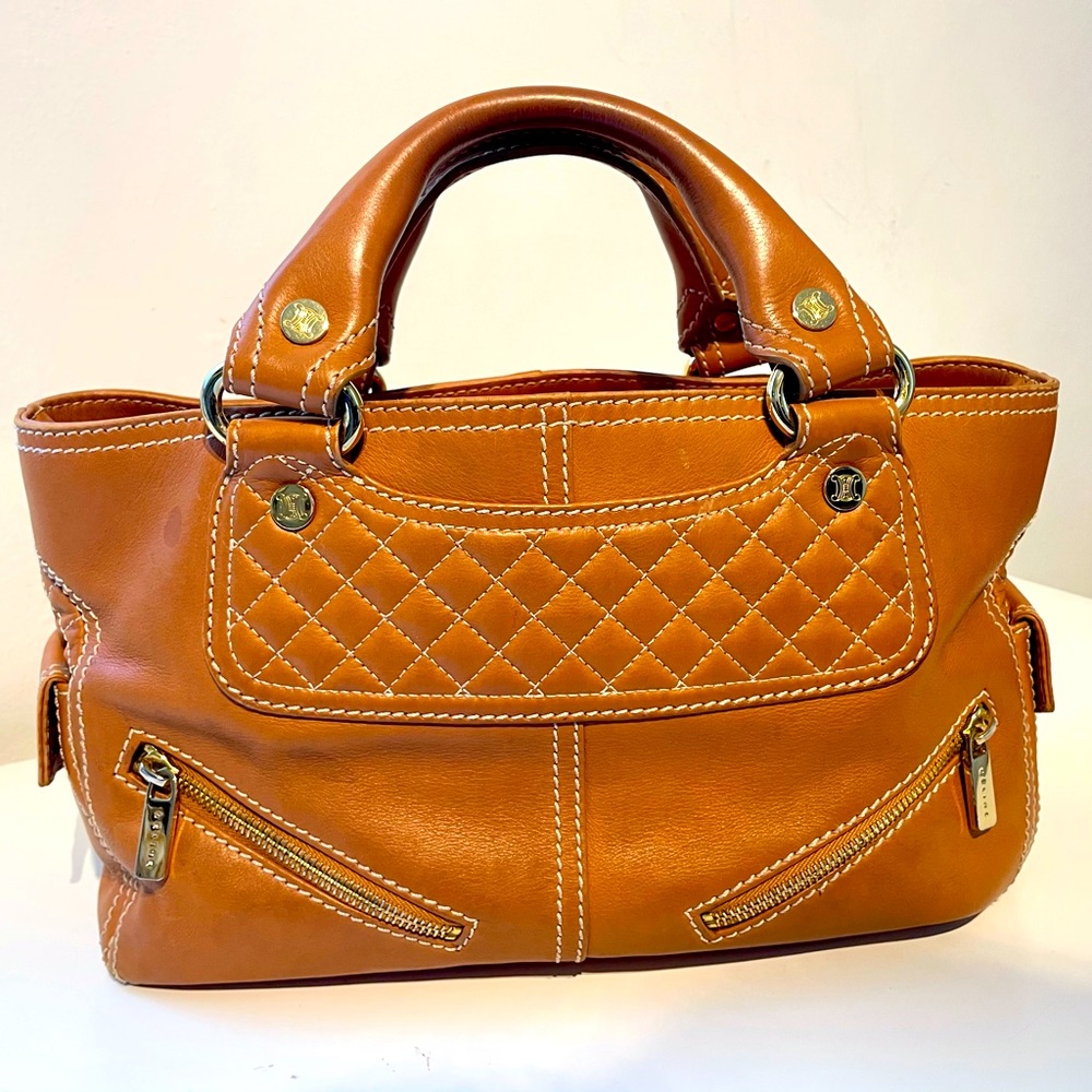 CELINE bag, Boogie Bag, tan leather , gold hardware. Authentic. Chanel vibes.